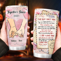 Thumbnail for Personalized Hand In Hand Vintage Love Letter Couple Tumbler, Valentine's Day Gift AA