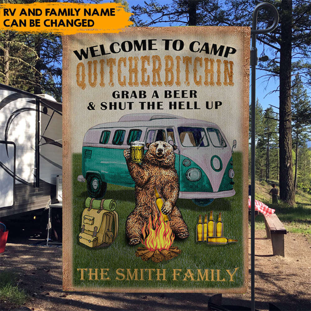 Funny Welcome Garden Flag, Camping Flag - Personalized Garden Flag AD