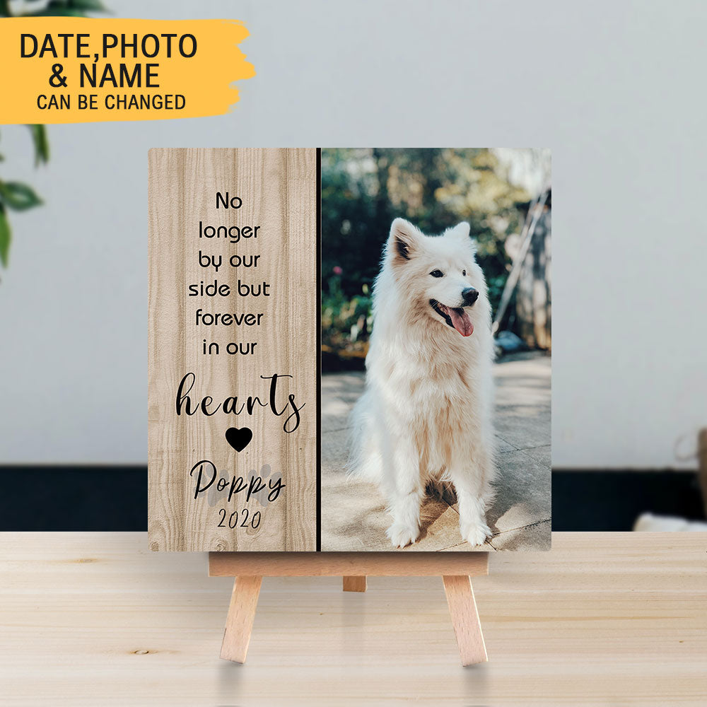 Personalized Pet Memorial Square Stone Album-Dog Cat Loss Gifts-No Longer By Our Side-Pet Bereavement Gift-DOG & CAT AZ