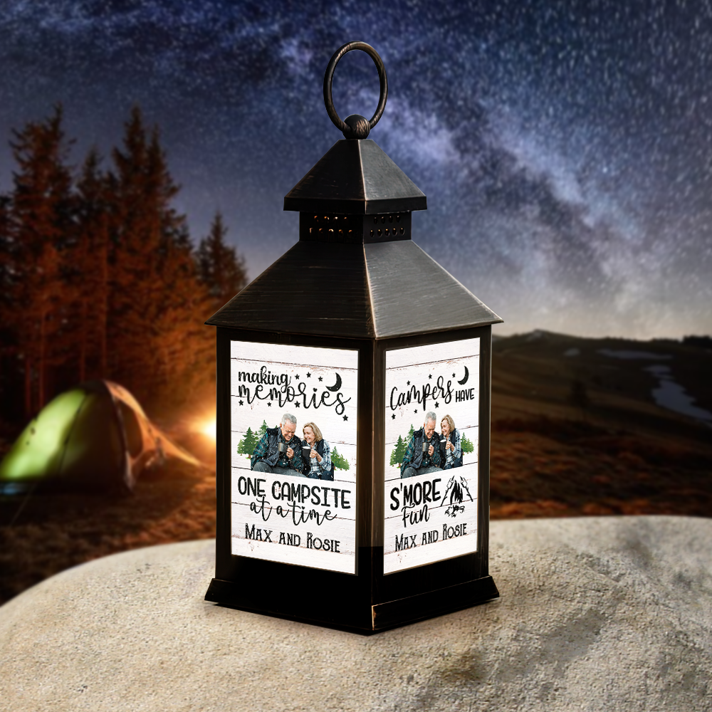 Custom RV Photo Making Memories One Campsite Camping Lantern II, Gift For Camper JonxiFon