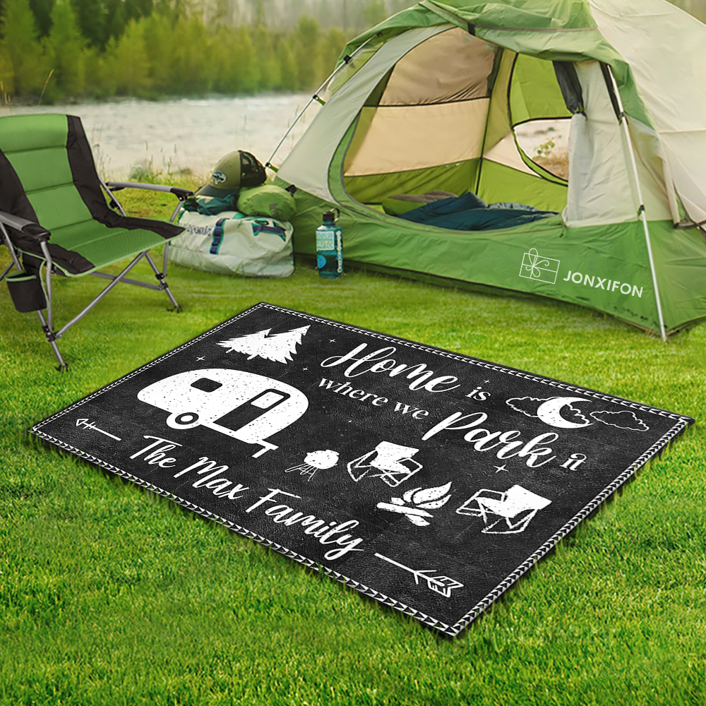Custom Home Is Where We Park It Patio Mat, Gift For Camper AB