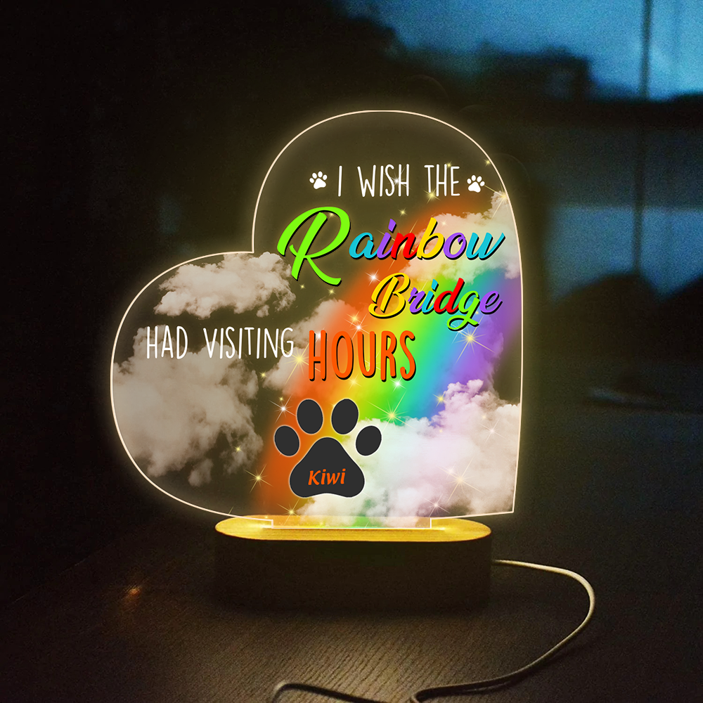 Custom A Piece Of My Heart Dog Cat Lamp With Wooden Oval Stand, Memorial Gift AC