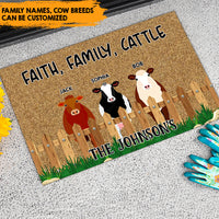 Thumbnail for Faith, Family, Cattle - Personalized Doormat, Cow Lovers Gift AB