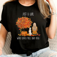Thumbnail for Just A Girl Who Loves Fall And Dog Tshirt, Gift For Dog Lovers CustomCat