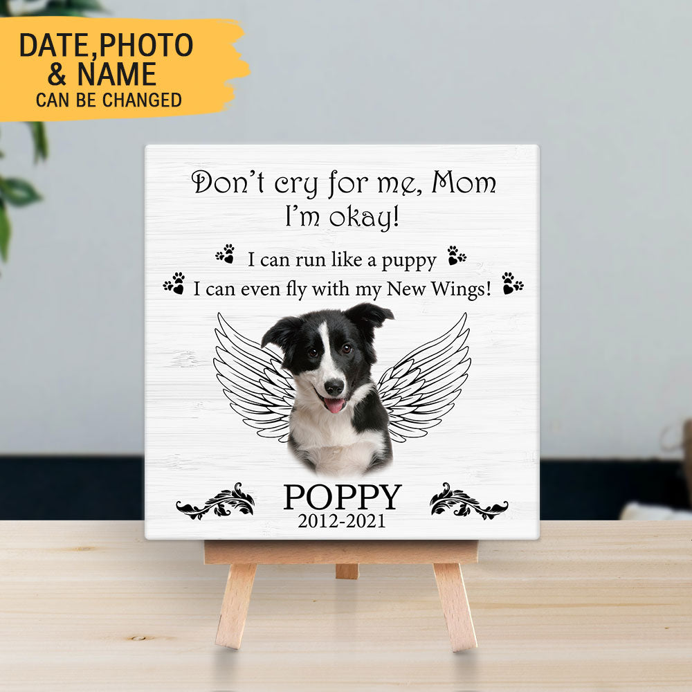 Personalized Pet Memorial Square Stone Album-Dog Cat Loss Gifts-Deeply Loved-Pet Bereavement Gift-Don't Cry For Me! AZ