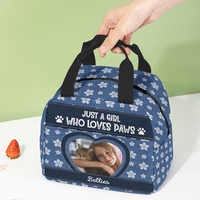 Thumbnail for Personalized Photo Just A Girl Who Loves Paws Lunch Bag, Gift For Pet Lovers AI