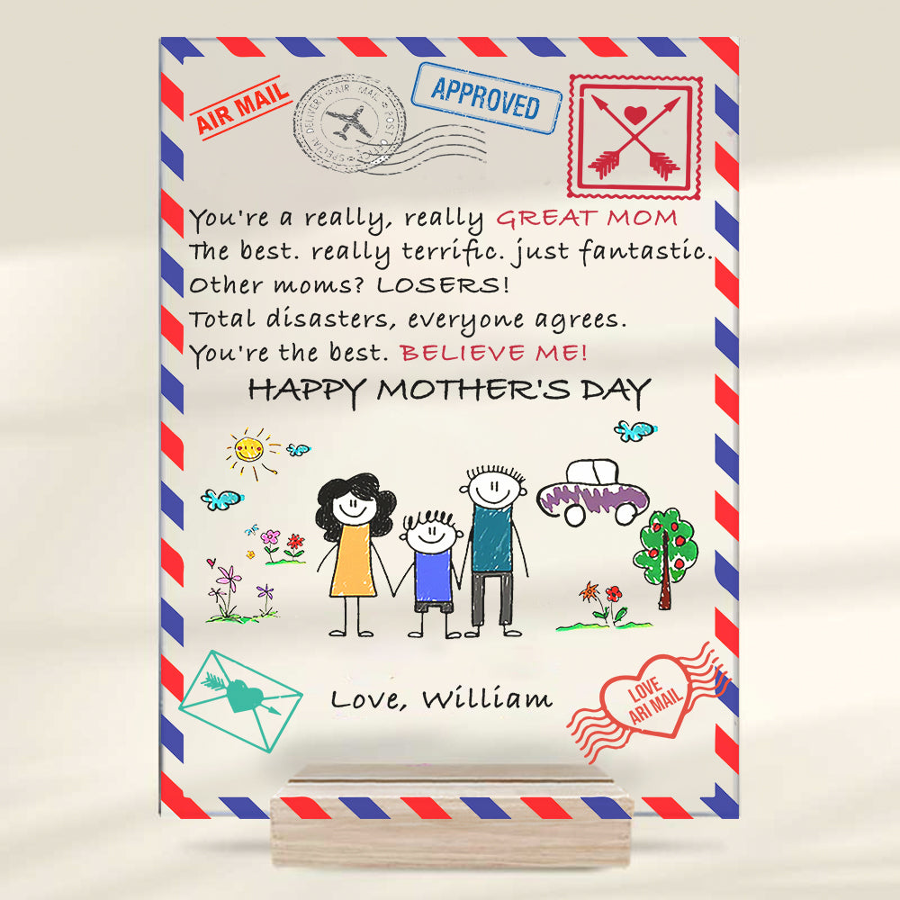 Dear Mommy Air Mail - Personalized Acrylic Plaque, Mother's Day Gift AC