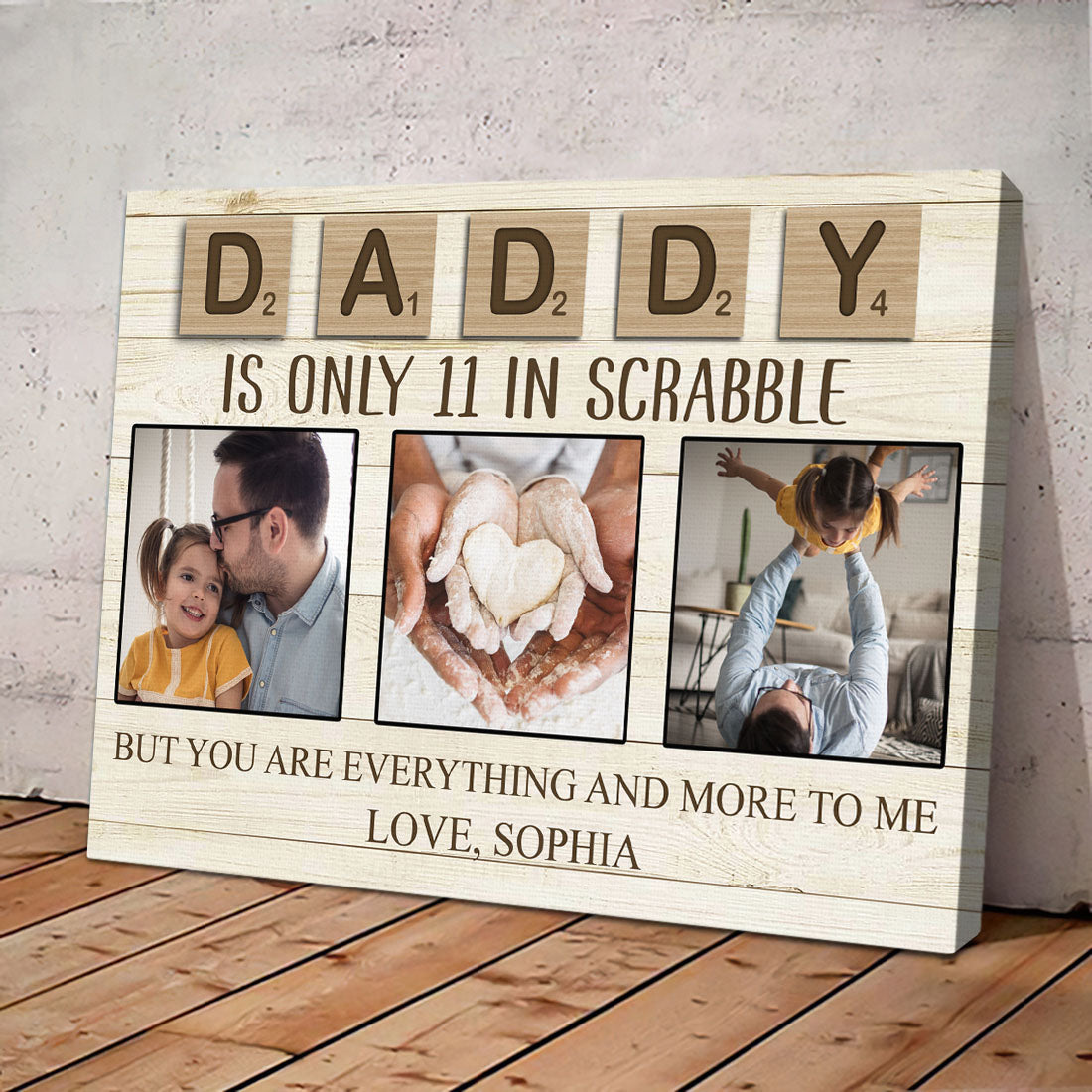 Daddy Is Only 11 In Scrabble Personalized Canvas AK