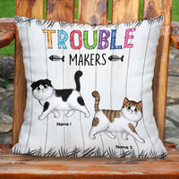 Thumbnail for Personalized Trouble Makers Cat Mom Pillow, Gift For Cat Lover AD