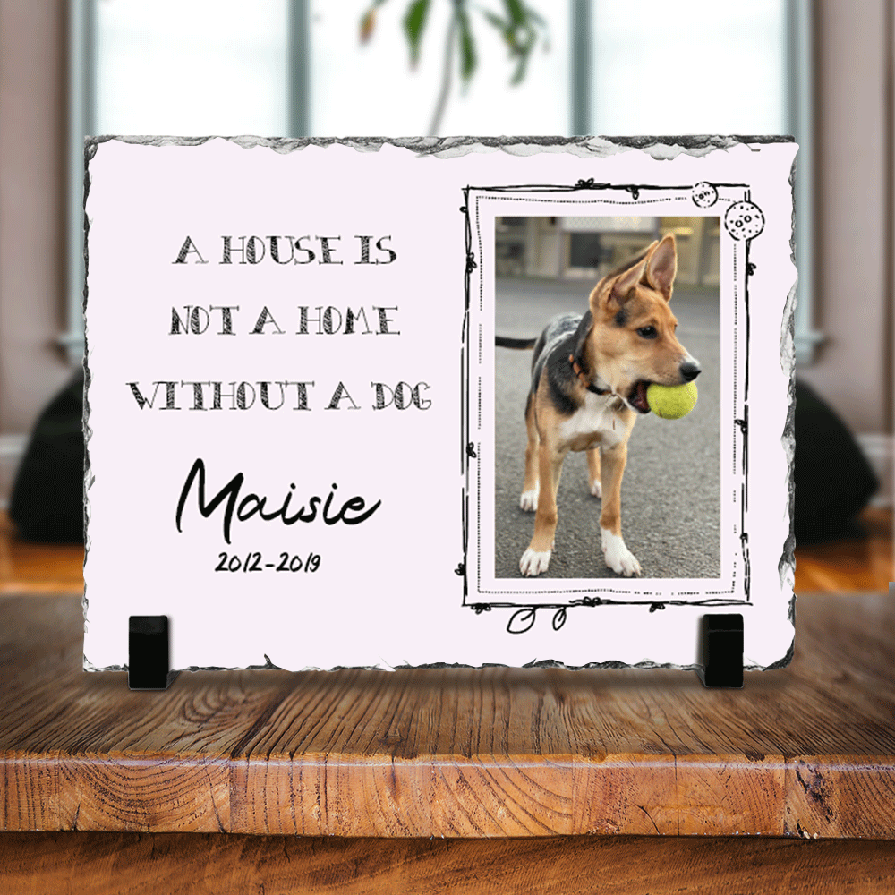 A House is Not A Home Without A Dog Pet Memorial Slate Photo - Dog Loss Gifts AZ