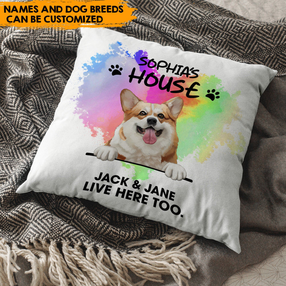 Lives Here Too - Personalized Pillow, Dog Lovers Gift AD