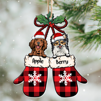 Thumbnail for Personalized Dog Peeking Christmas Santa Stocking Wood Ornament, Customized Holiday Ornament AE