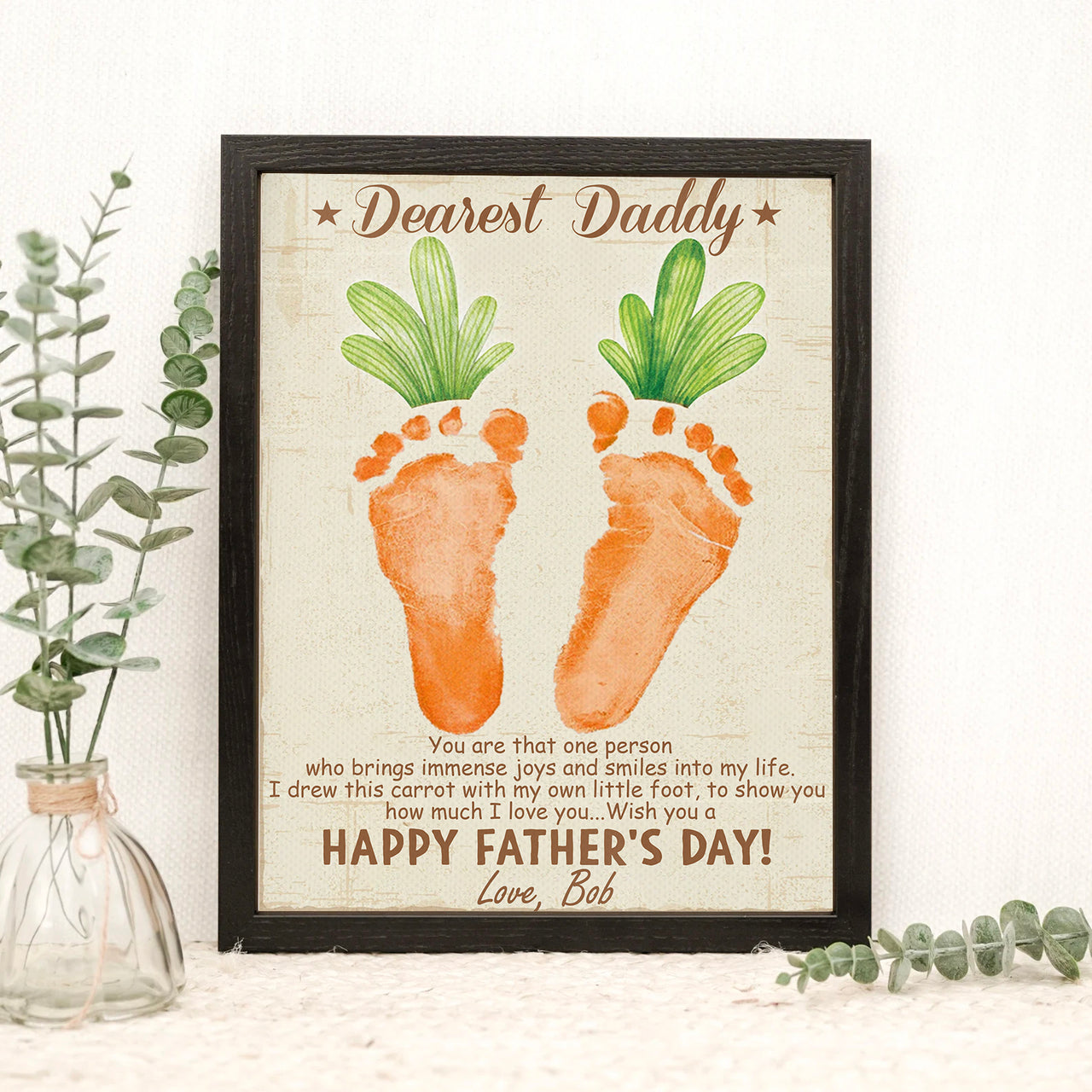 Dearest Daddy Handprint Art Craft Photo Frame, Kids Footprint AA