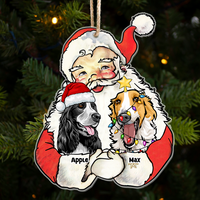 Thumbnail for Personalized Santa Claus Hug Dog Cat Printed Acrylic Ornament , Customized Holiday Ornament AE