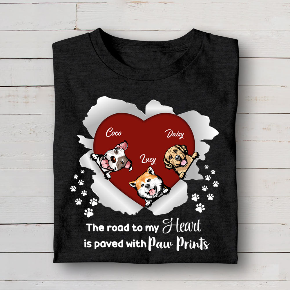The Road To My Heart Dog Tshirt/Hoodie, Custom Gift For Dog Dad/Mom CustomCat