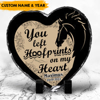 Thumbnail for You Left Hoofprints On My Heart - Horse Memorial Heart-shape Photo Slate AZ