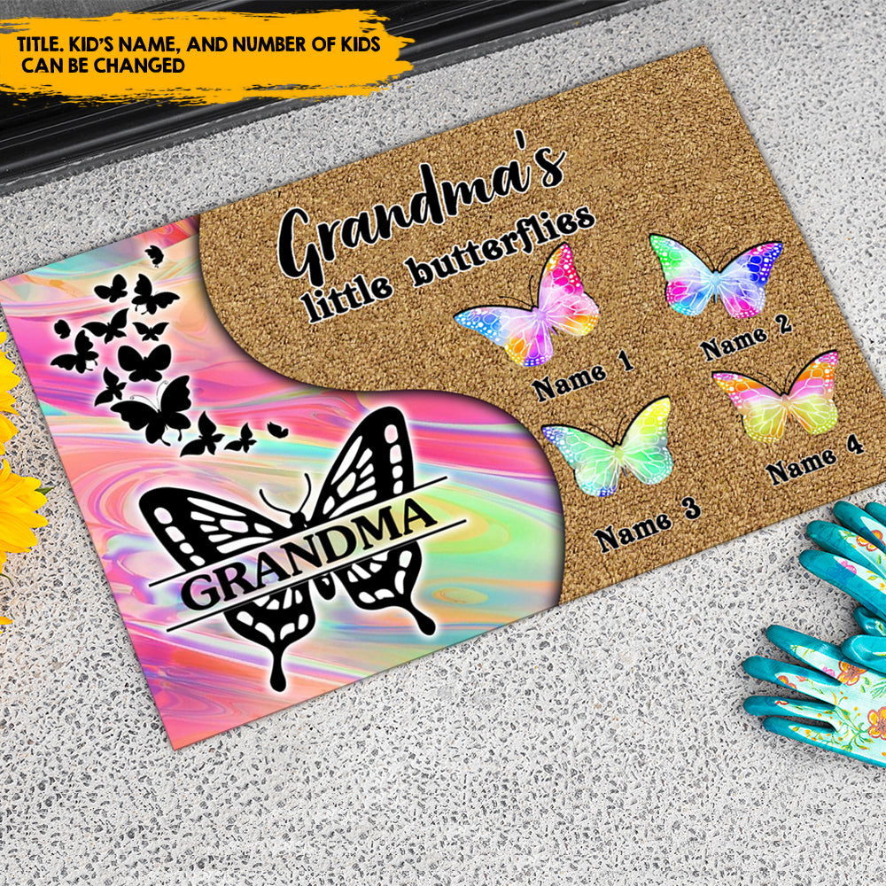 Grandma's Little Butterflies - Personalized Hologram Doormat, Mother's Day AB