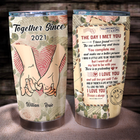 Thumbnail for Personalized Hand In Hand Vintage Love Letter Couple Tumbler, Valentine's Day Gift AA