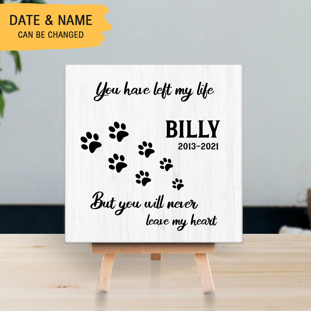 Personalized Pet Memorial Square Stone Album-Dog Cat Loss Gifts-You Will Never Leave My Heart AZ