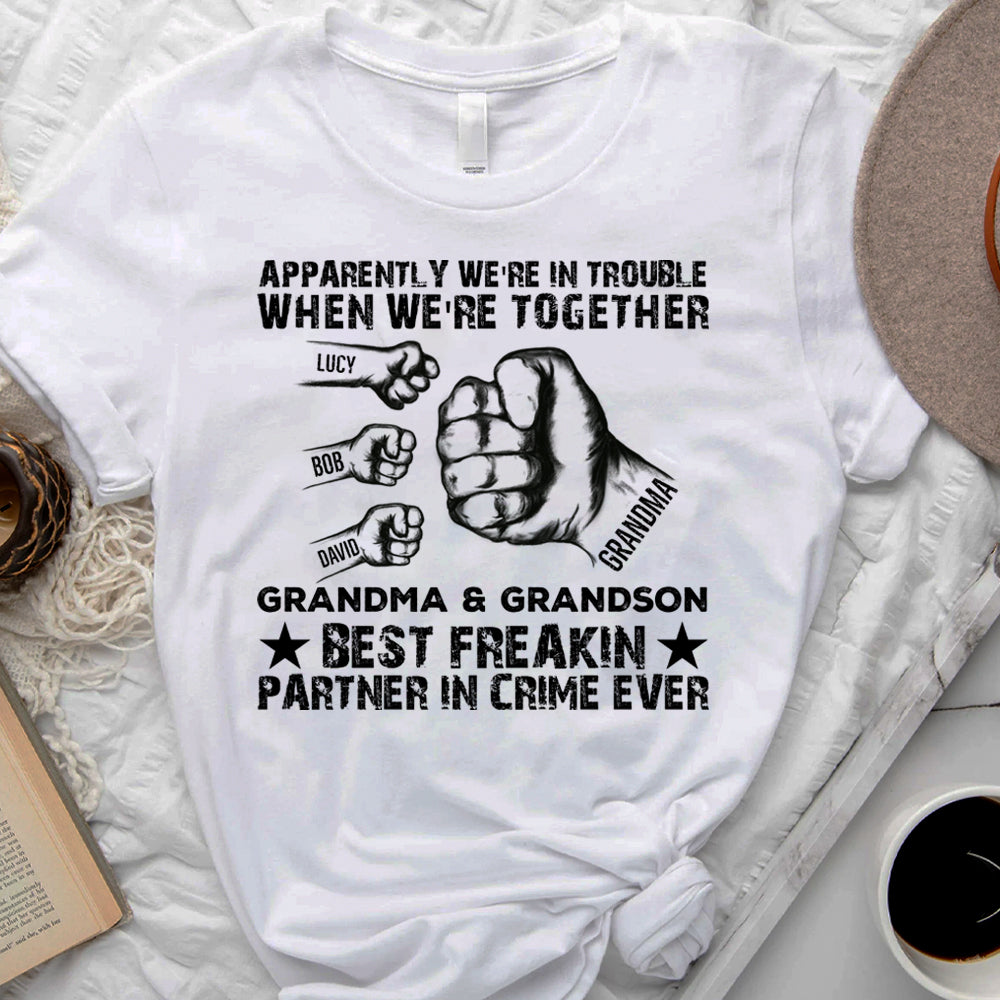 Grandma GrandKids Best Partner In Crime Family Tshirt, DIY Shirt For Grandma CustomCat