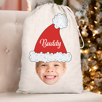 Thumbnail for Custom Santa Hat With Name Photo Christmas Bag, Christmas Gift AB