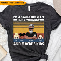 Thumbnail for I'm a Simple Old Man I Like Bourbon Personalized Shirt Custom Kid Name CustomCat