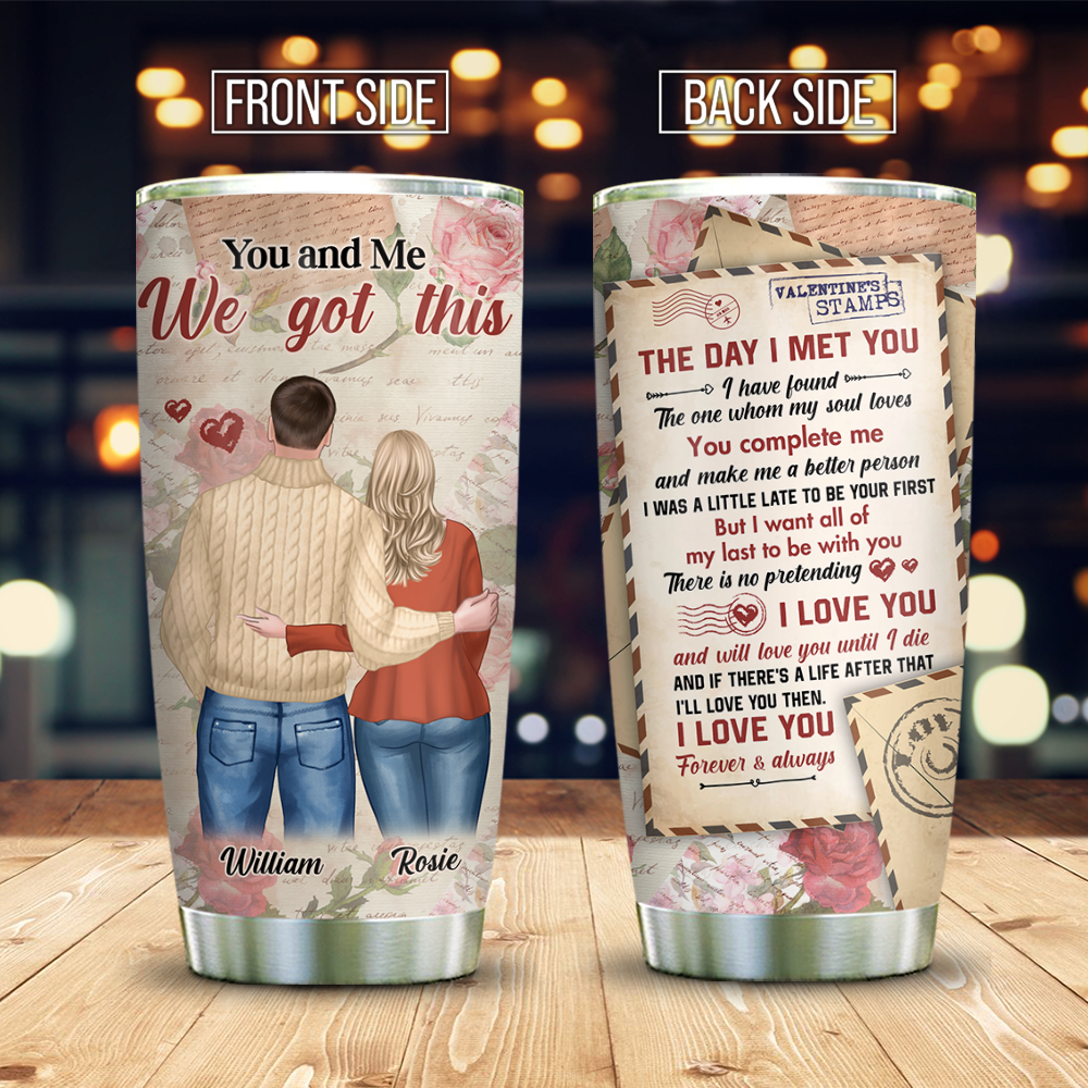 Personalized The Day I Met You Love Letter Couple Tumbler, Valentine's Day Gift AA