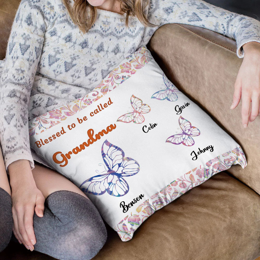 Blessed To Be Called Grandma Butterflies Personalized Pillow AD