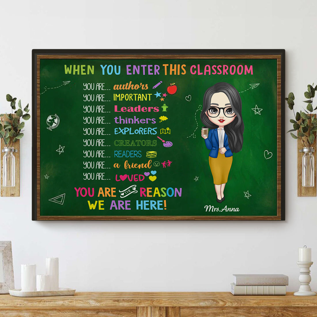Classroom Rules Teacher Canvas, DIY Decor For Teachers On Back To School Day AK