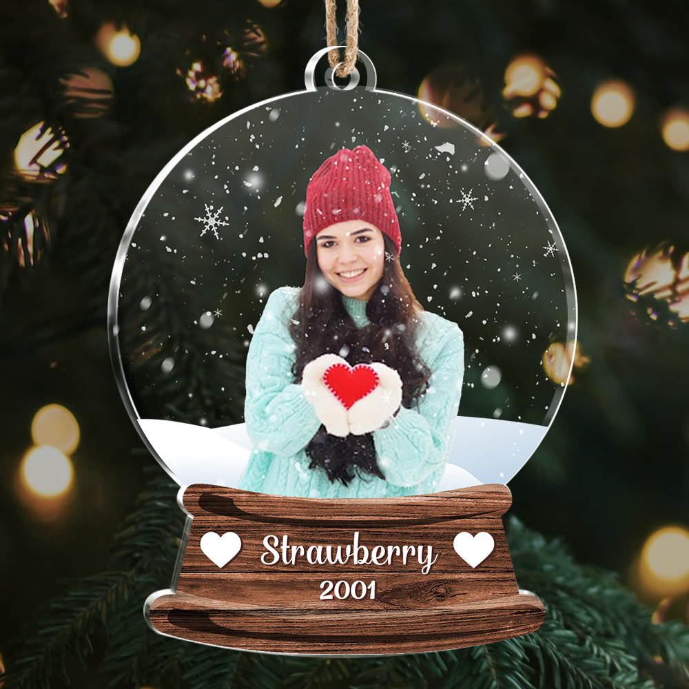 Custom Photo Snowball Pet & Family Printed Acrylic Ornament, Gift For Dog Lovers, Christmas Gift AC