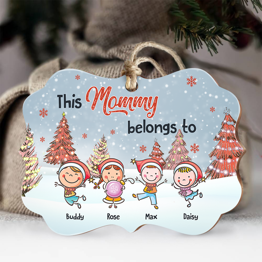 Personalized Mom Grandma Belong To Kids Christmas Printed MDF Benelux Ornament AE