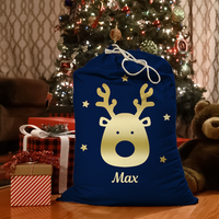Thumbnail for Custom Red With Reindeer Family Santa Sack, Christmas Gift AB