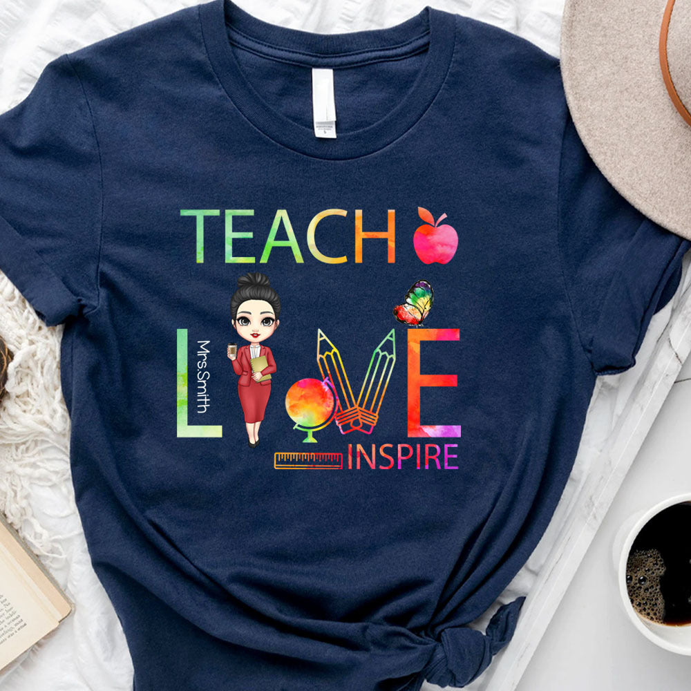 Teach Love Inspire Teacher Tshirt, Custom Gift for Back To School 2022 CustomCat