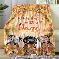 Thumbnail for Life Is Better With Fur Babies Fall Fleece Blanket, Autumn Blanket, Gift For Family AB