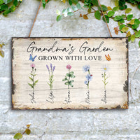 Thumbnail for Grandma Garden of Love - Personalized Rectangle Wood Sign A