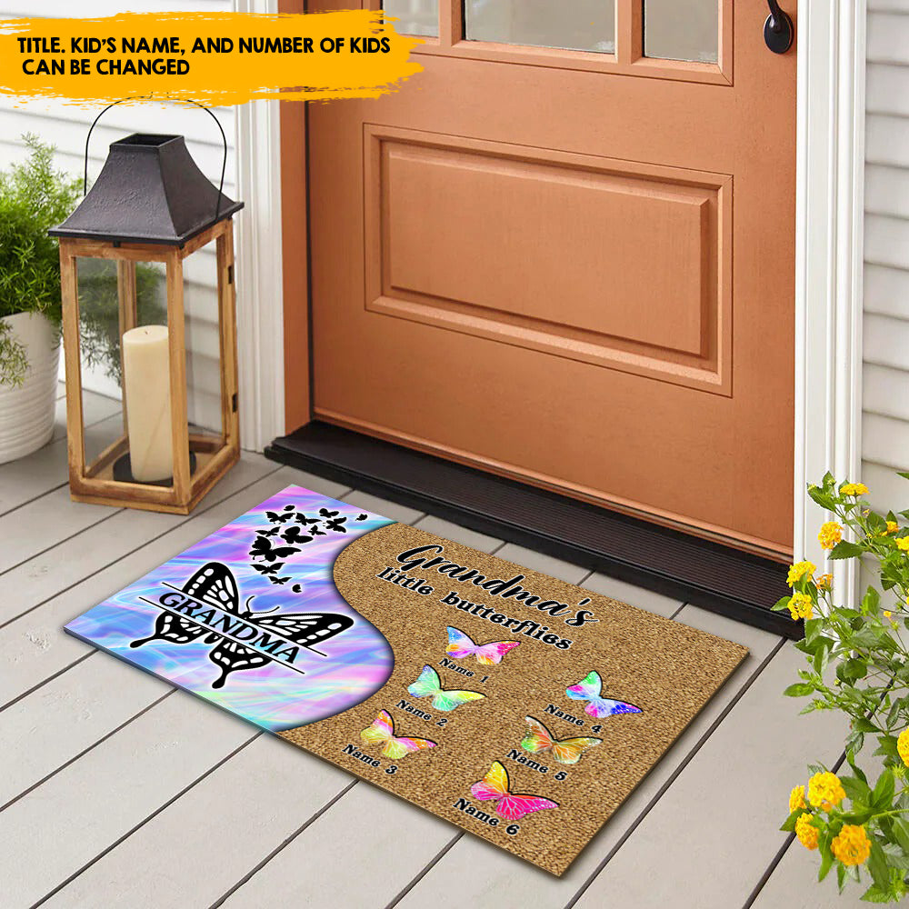 Grandma's Little Butterflies - Personalized Hologram Doormat, Mother's Day AB