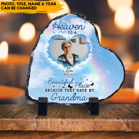 Thumbnail for Heaven Is A Beautiful Place - Custom Memorial Heart-shaped Photo Slate AZ