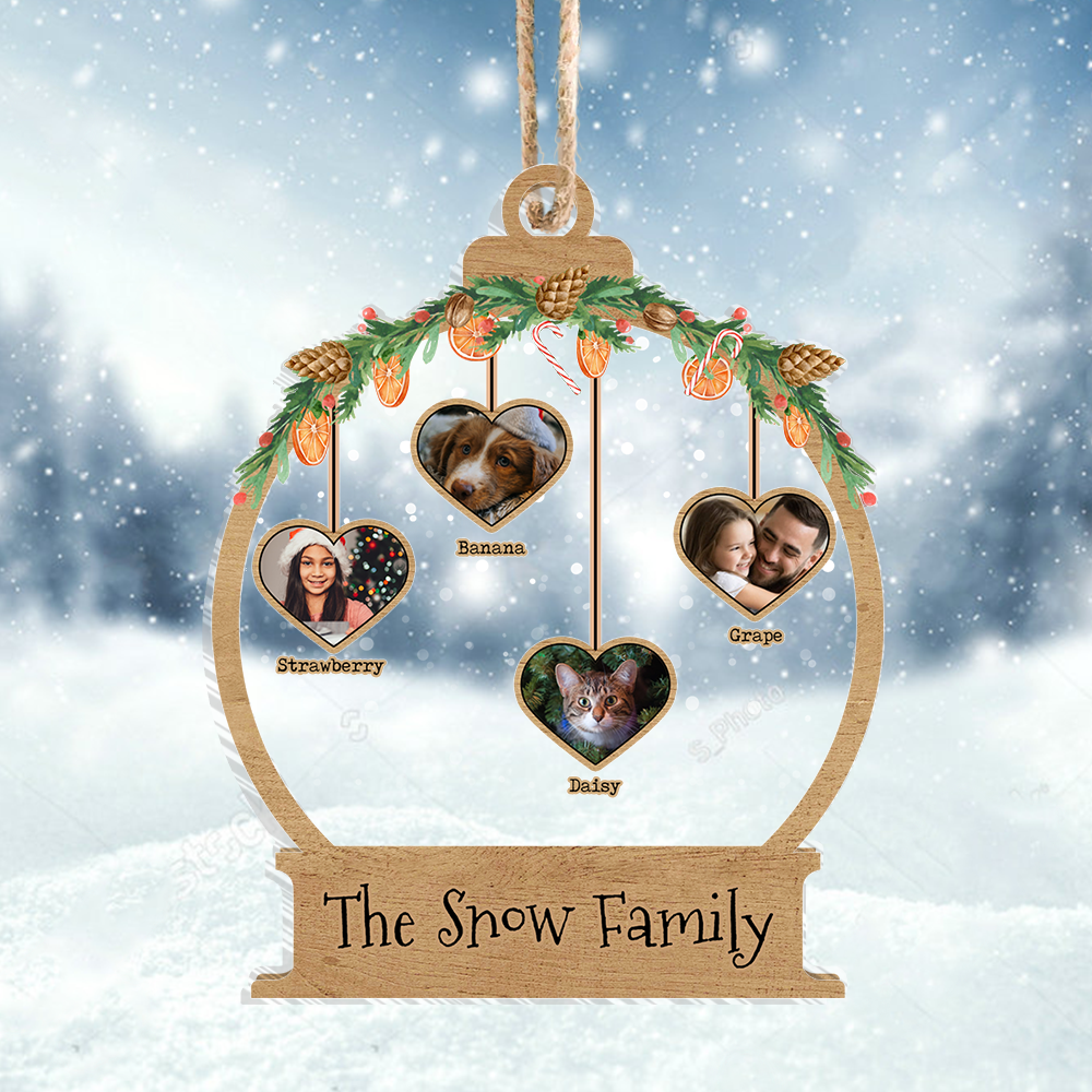 Upload Photo Heart Personalized Christmas Gift For Family Friends Printed Acrylic Ornament, Customized Holiday Ornament AE