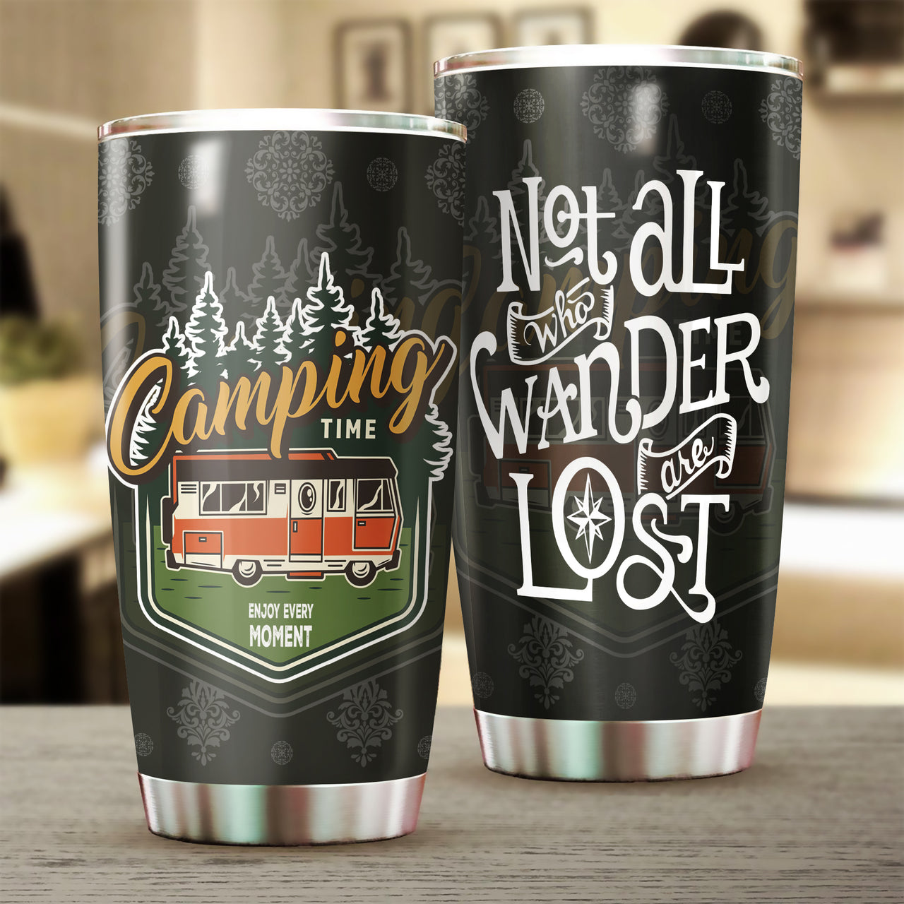 Camping Not All Who Wander Are Lost Tumbler AA