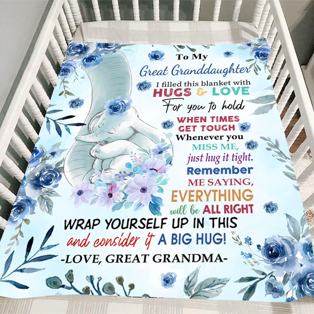 I Filled This Blanket With Hugs & Love Fleece Blanket, Gift for Great Grandchildren AB