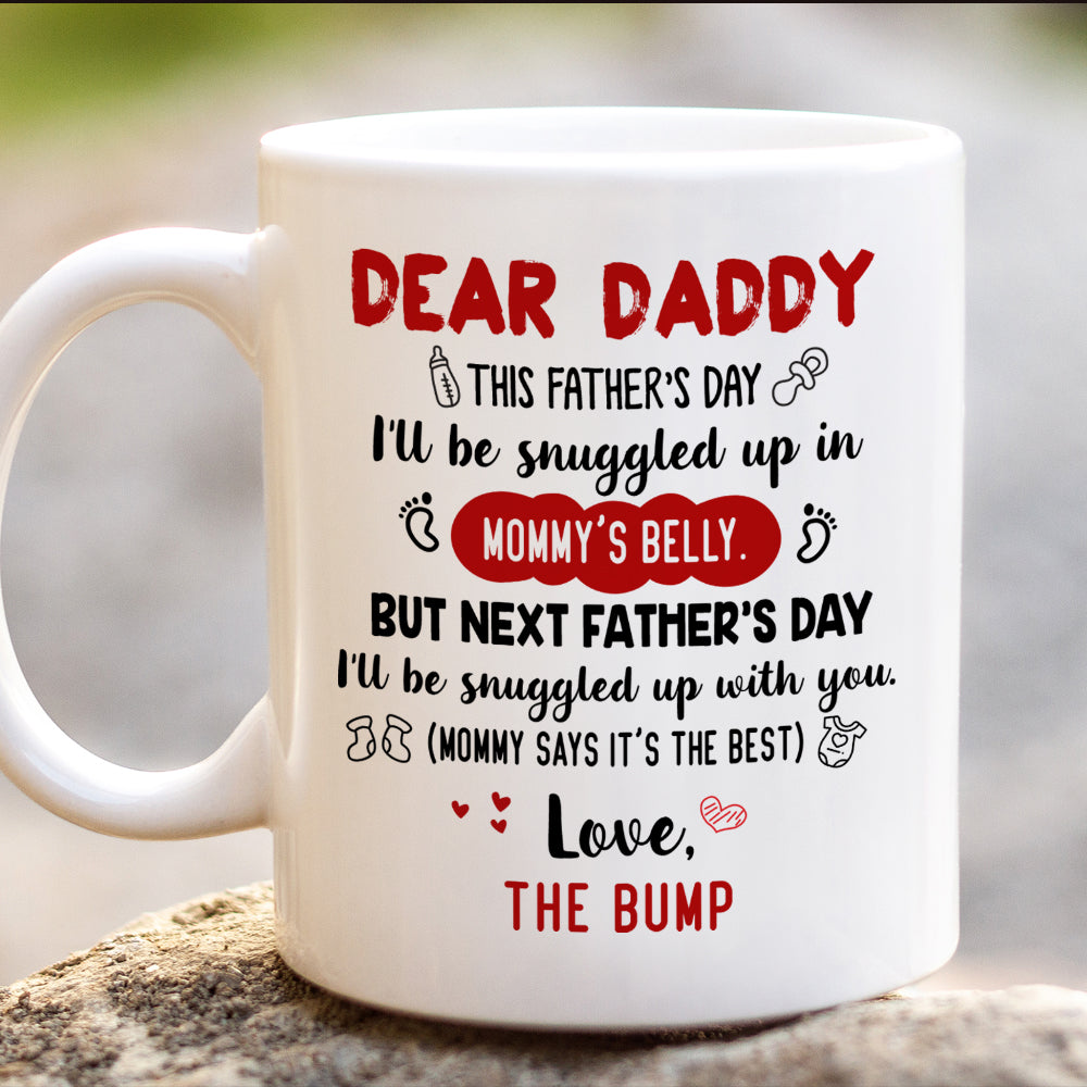 Snuggled up in belly's Mom - Personalized Coffee Mug AO