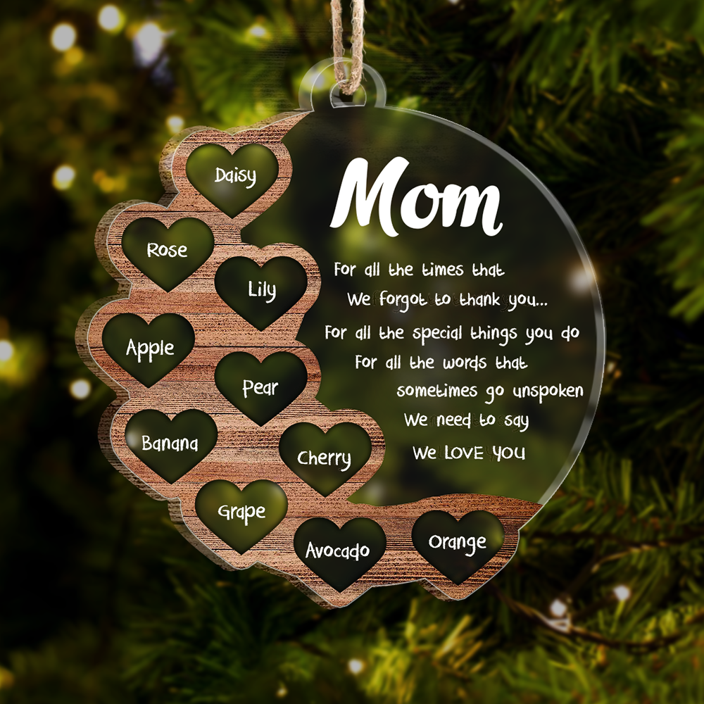 I Love You Mom Grandma Christmas For Mother Layered Wood Acrylic Ornament, Customized Holiday Ornament AE