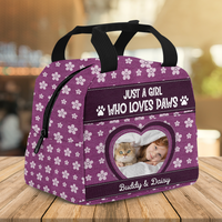 Thumbnail for Personalized Photo Just A Girl Who Loves Paws Lunch Bag, Gift For Pet Lovers AI