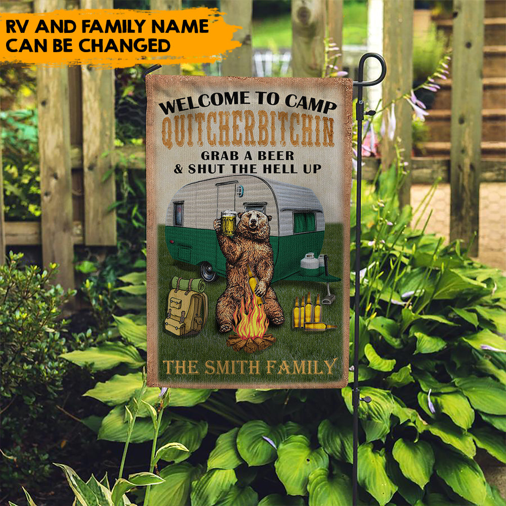 Funny Welcome Garden Flag, Camping Flag - Personalized Garden Flag AD