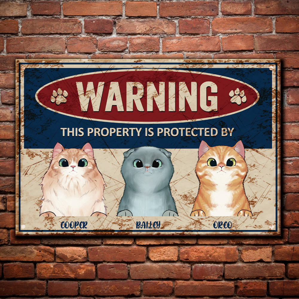 Warning- Funny Metal Sign For Cat Owner's Home AG