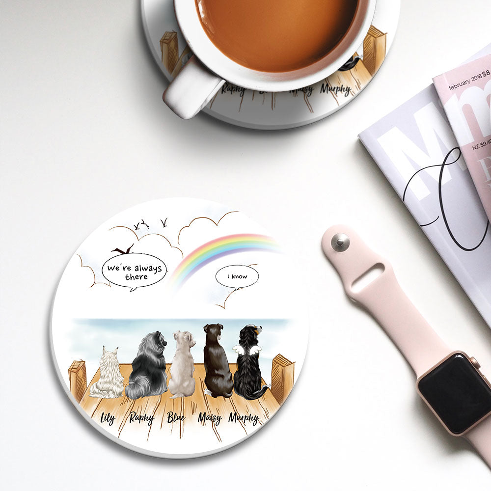 Personalized Pet Memorial Circle Stone Coasters-Dog Cat Loss Gifts-Pet Bereavement Gift-DOG & CAT-Wooden Dock AZ