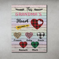 Thumbnail for This Grandma's Heart Belongs To Personalized Canvas, Family Gift For Grandma AK