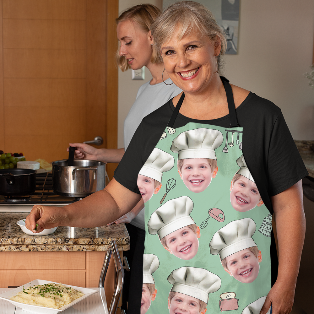 Custom Face With Chef Hat Photo Apron, Kitchen Gift AI