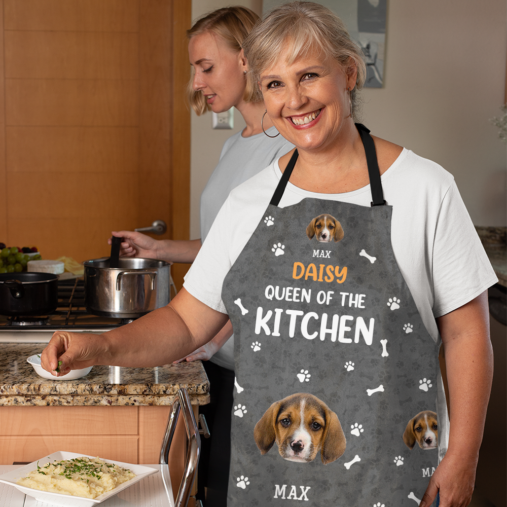 Custom King / Queen Of The Kitchen Dog Cat Photo Apron, Kitchen Gift AI