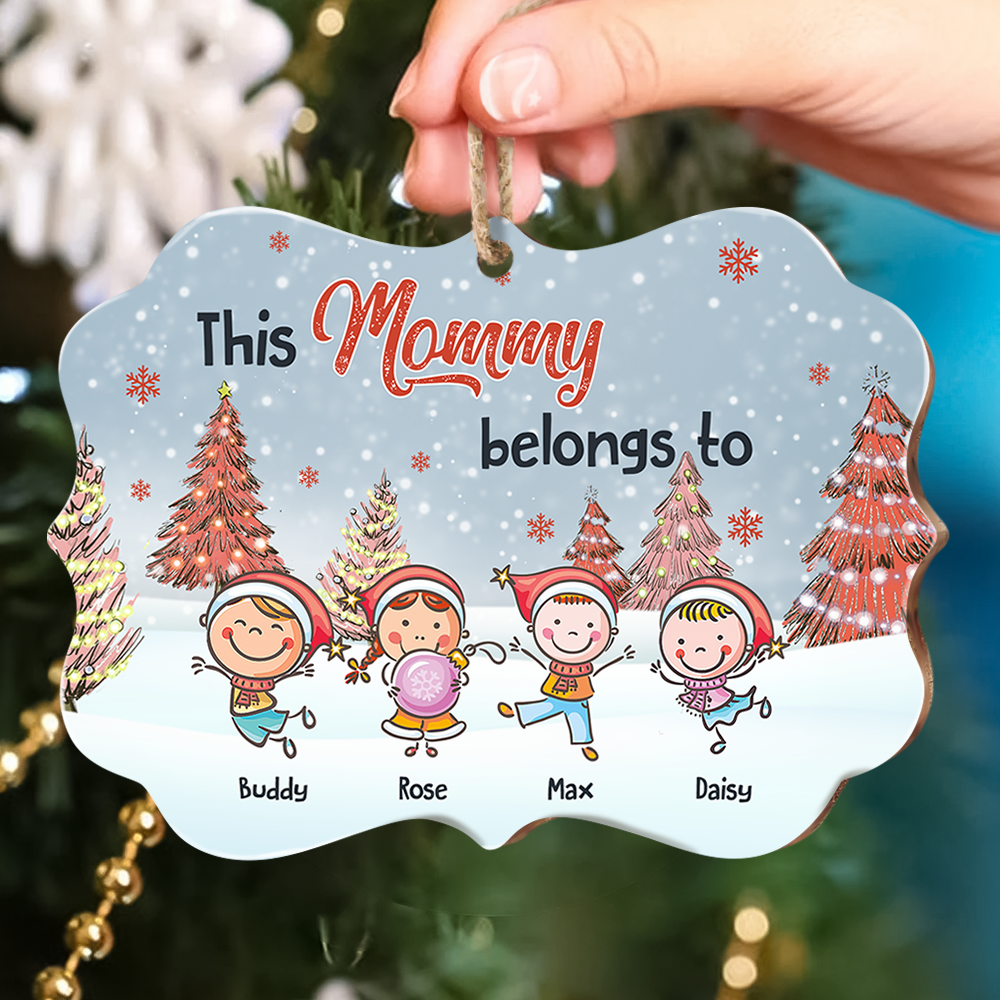 Personalized Mom Grandma Belong To Kids Christmas Printed MDF Benelux Ornament AE